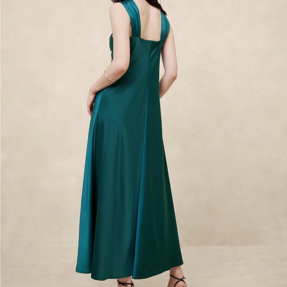 GORGEOUS Teal Shadow Banana Republic SATIN COLUMN MAXI DRESS NWT~Size L - Picture 2 of 3